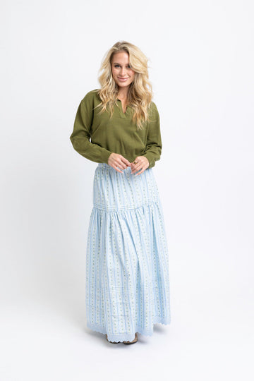Floral Stripe Maxi Skirt