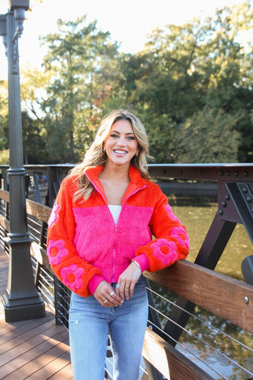 Retro Floral Fleece Jacket