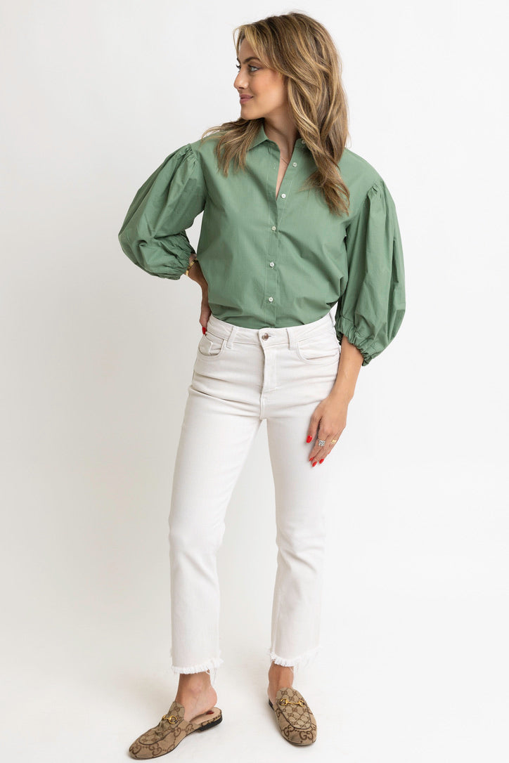 Solid Poplin Button Top