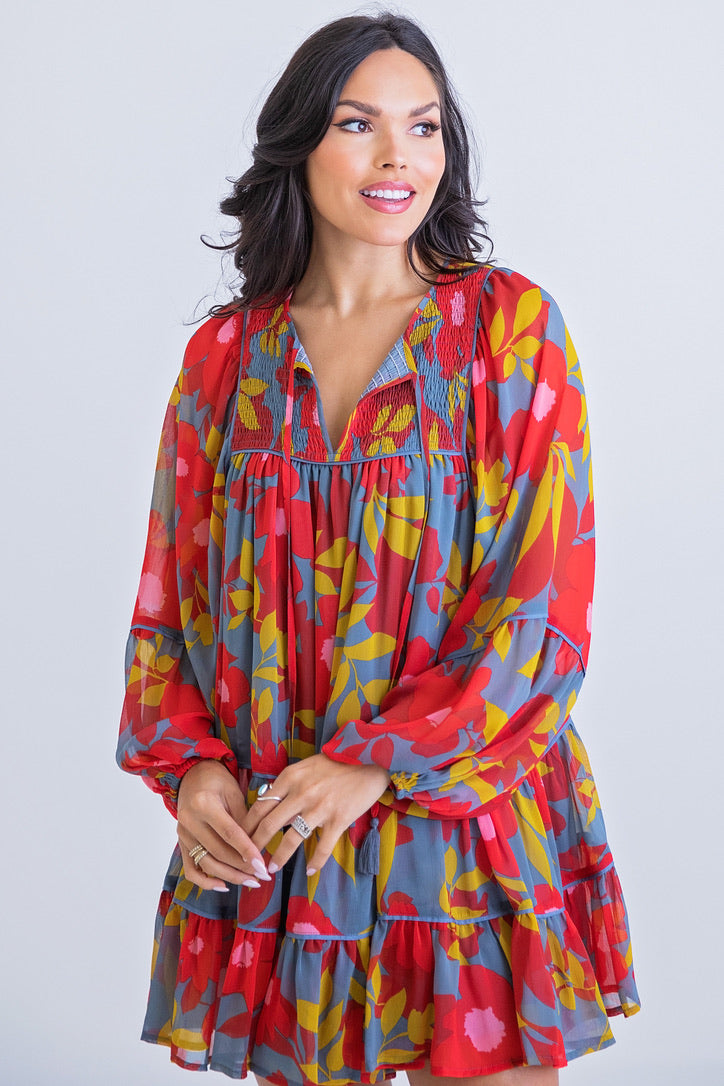 Floral Chiffon Tier Dress