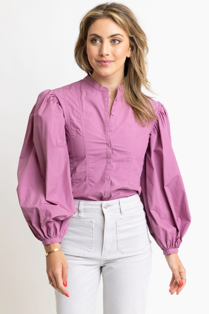 Solid Poplin Button Top