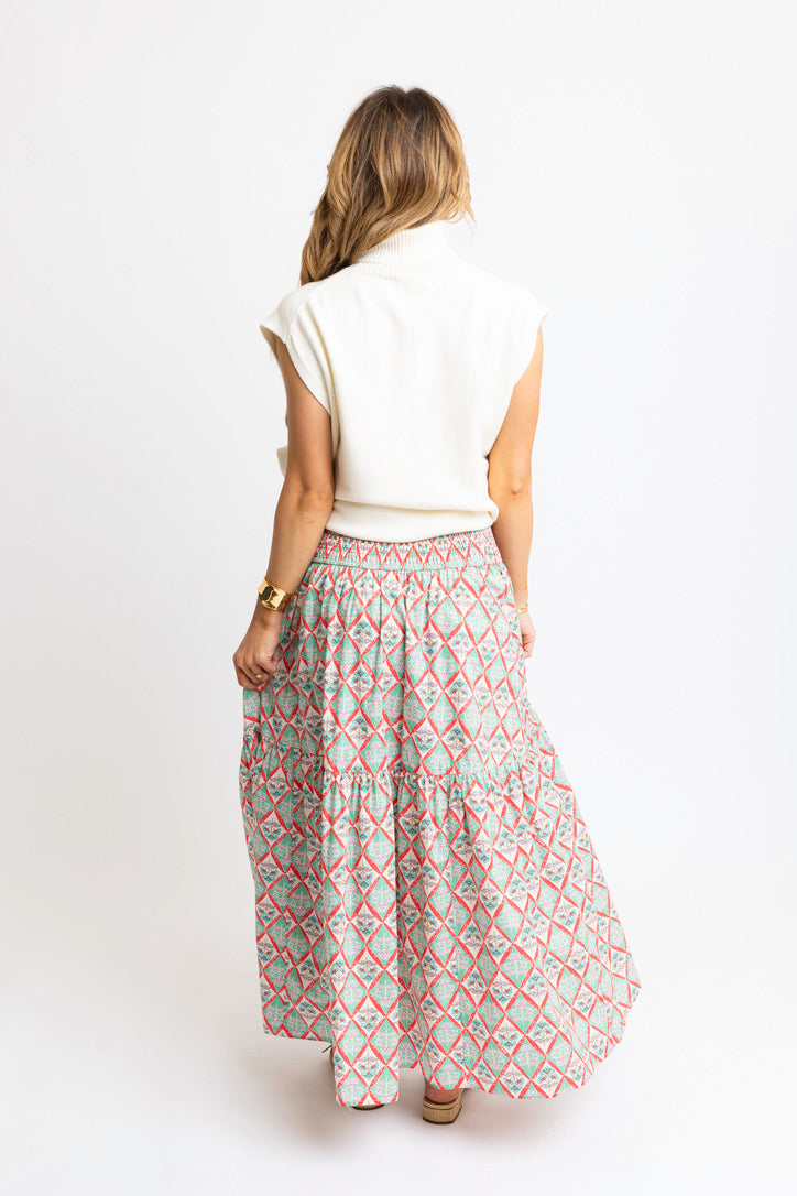Paris Floral Smock Tier Maxi Skirt