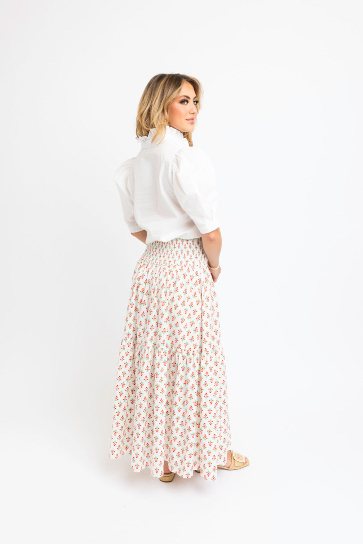 Digital Floral Smock Tier Maxi Skirt