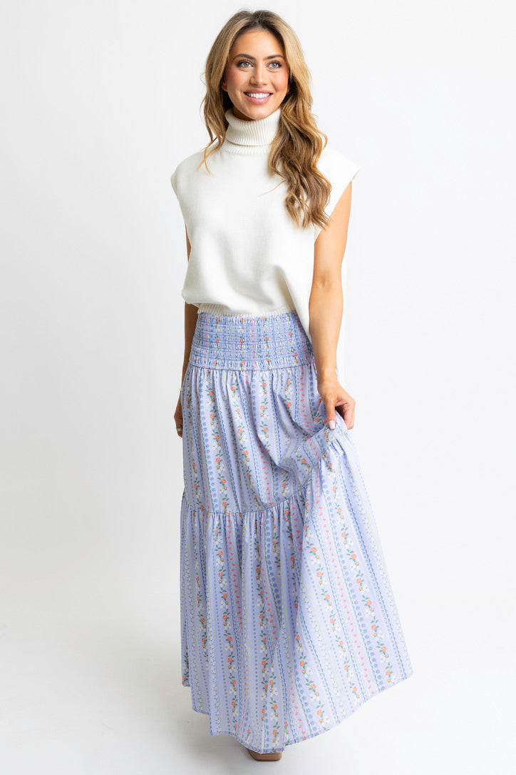 Floral French Vine Smock Maxi Skirt