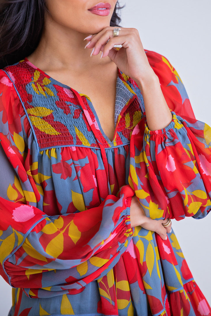 Floral Chiffon Tier Dress