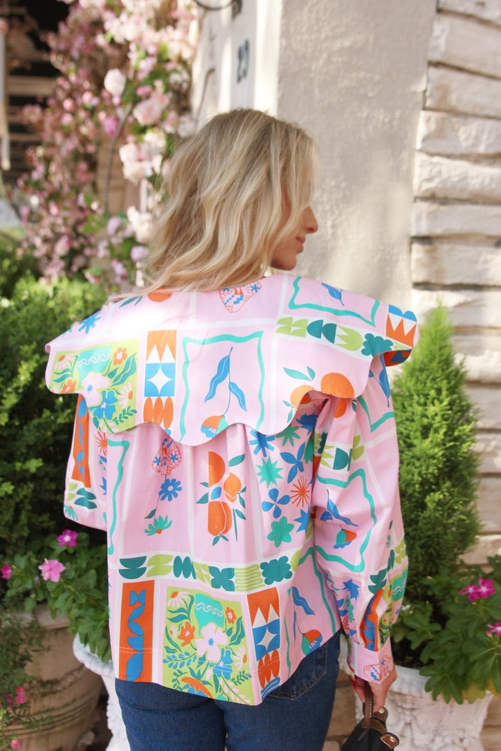 Floral Frame Collar Top