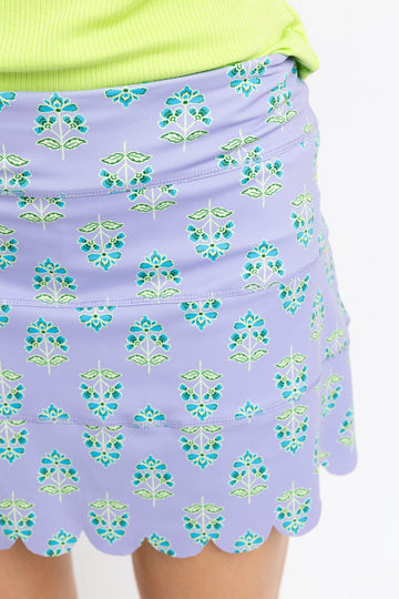 Block Floral Scallop Kourt Skort