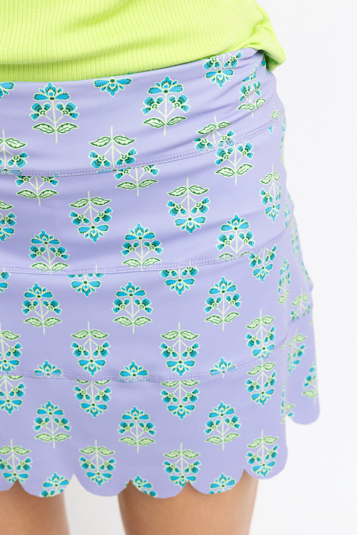 Block Floral Scallop Kourt Skort