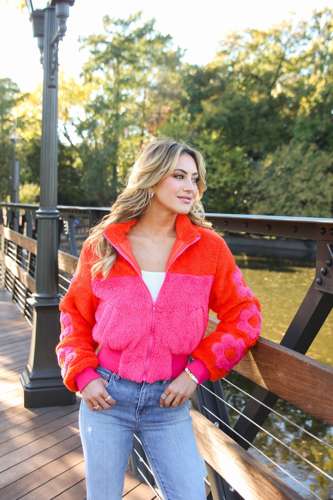 Retro Floral Fleece Jacket