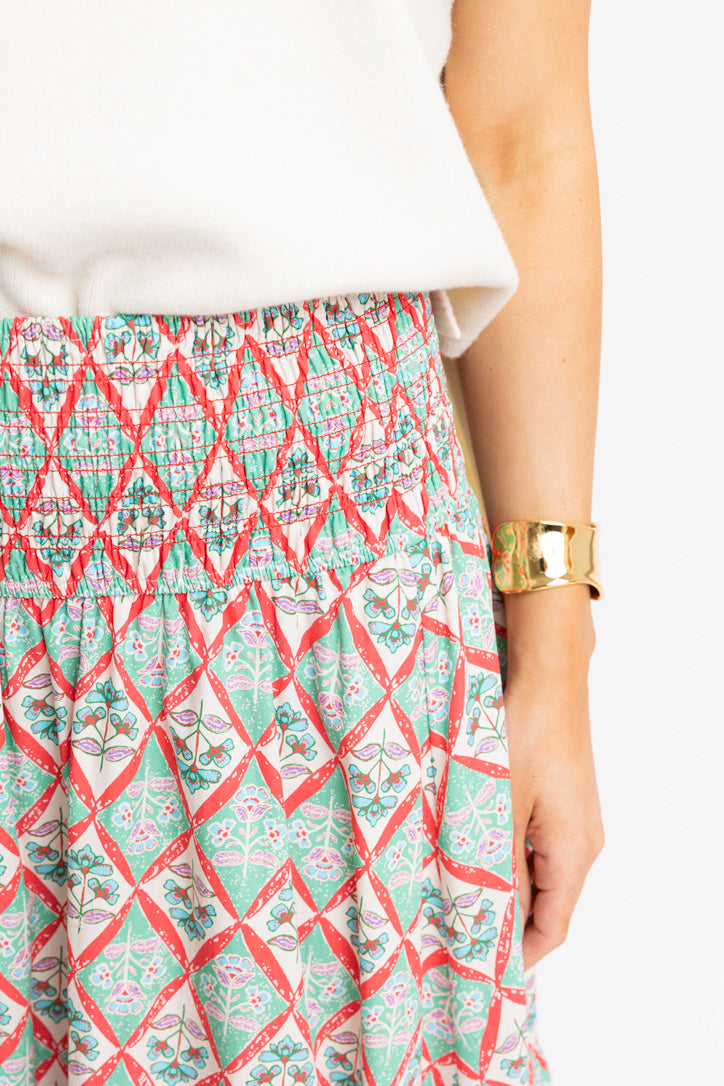 Paris Floral Smock Tier Maxi Skirt