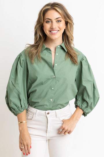 Solid Poplin Button Top