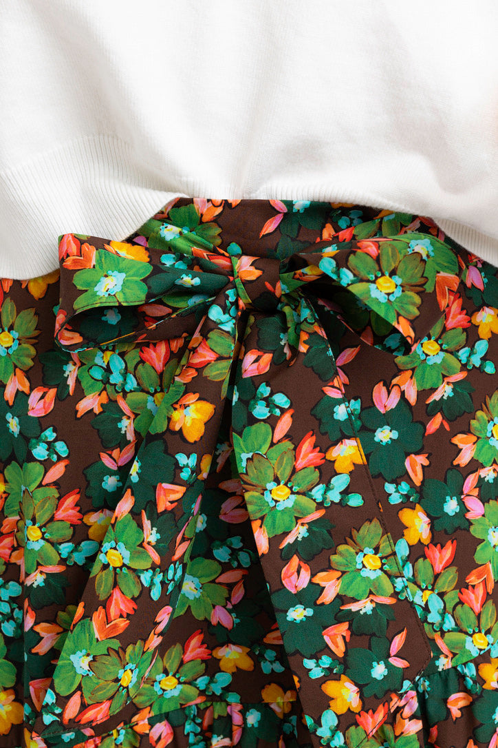 Floral Tie Maxi Skirt