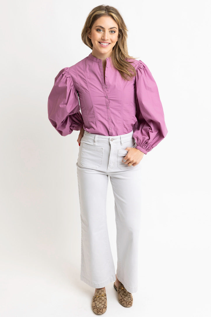 Solid Poplin Button Top