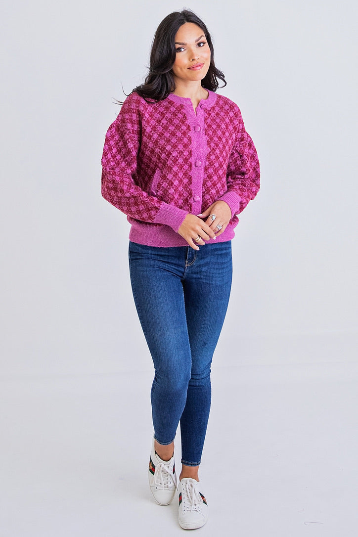 Plaid Sweater Cardigan