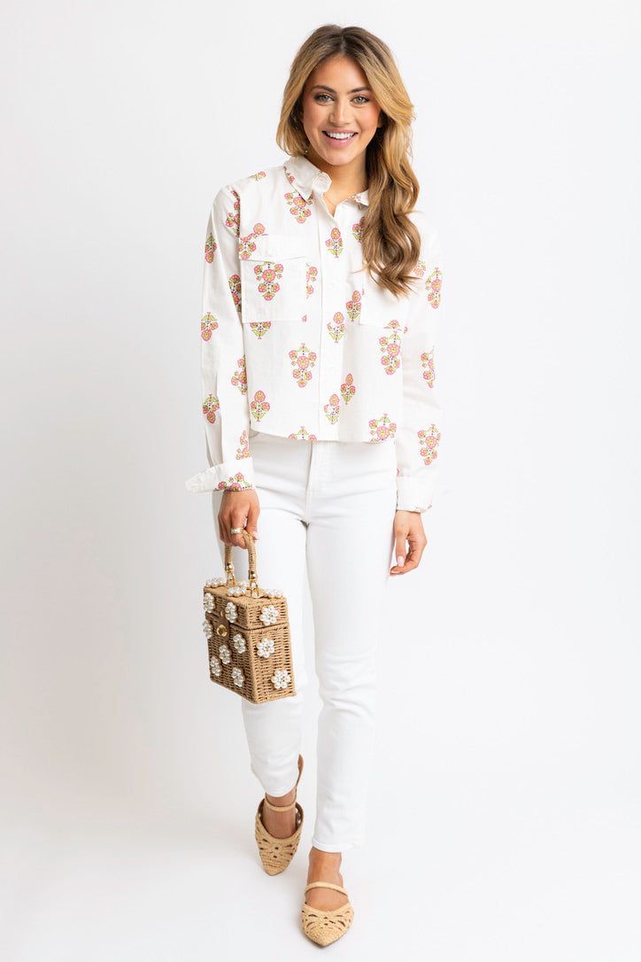 Digital Floral Pocket Camp Top