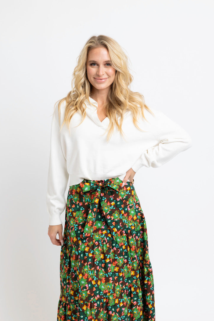 Floral Tie Maxi Skirt