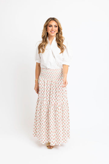Digital Floral Smock Tier Maxi Skirt