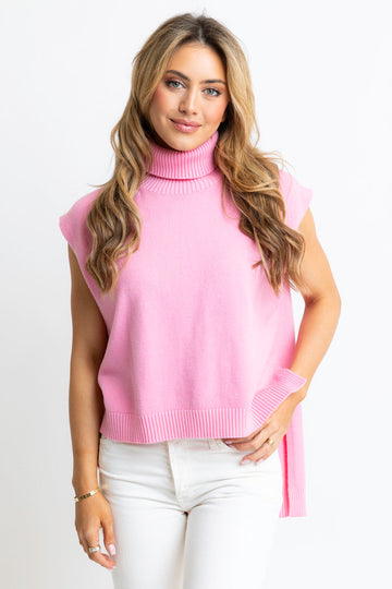 Solid Sleeveless Turtleneck Sweater Top