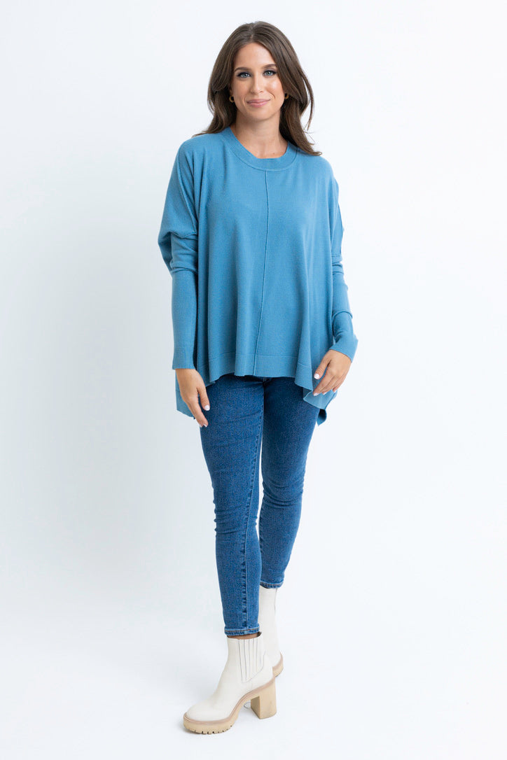 Blue Novelty Crew Sweater