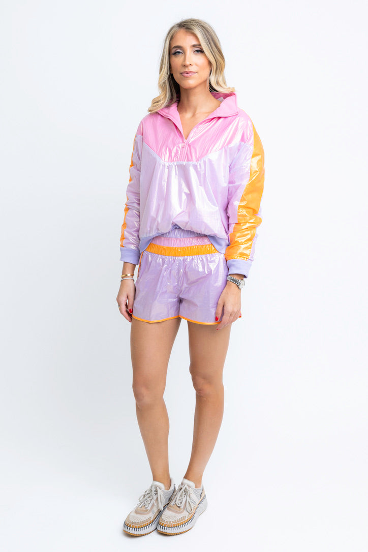 Color Block Retro Track Shorts