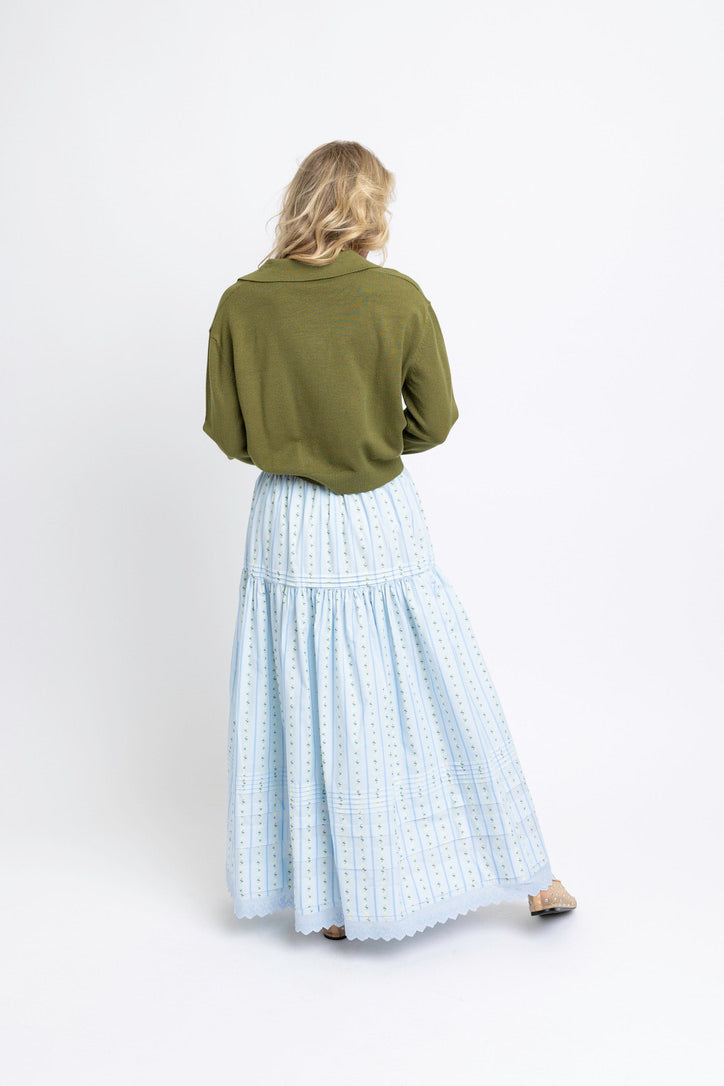 Floral Stripe Maxi Skirt