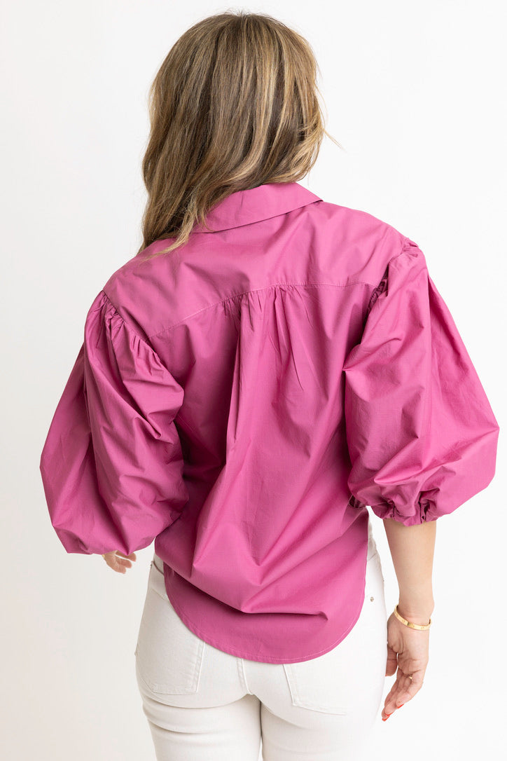 Solid Poplin Button Top