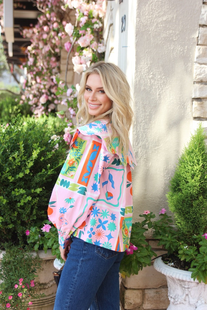 Floral Frame Collar Top