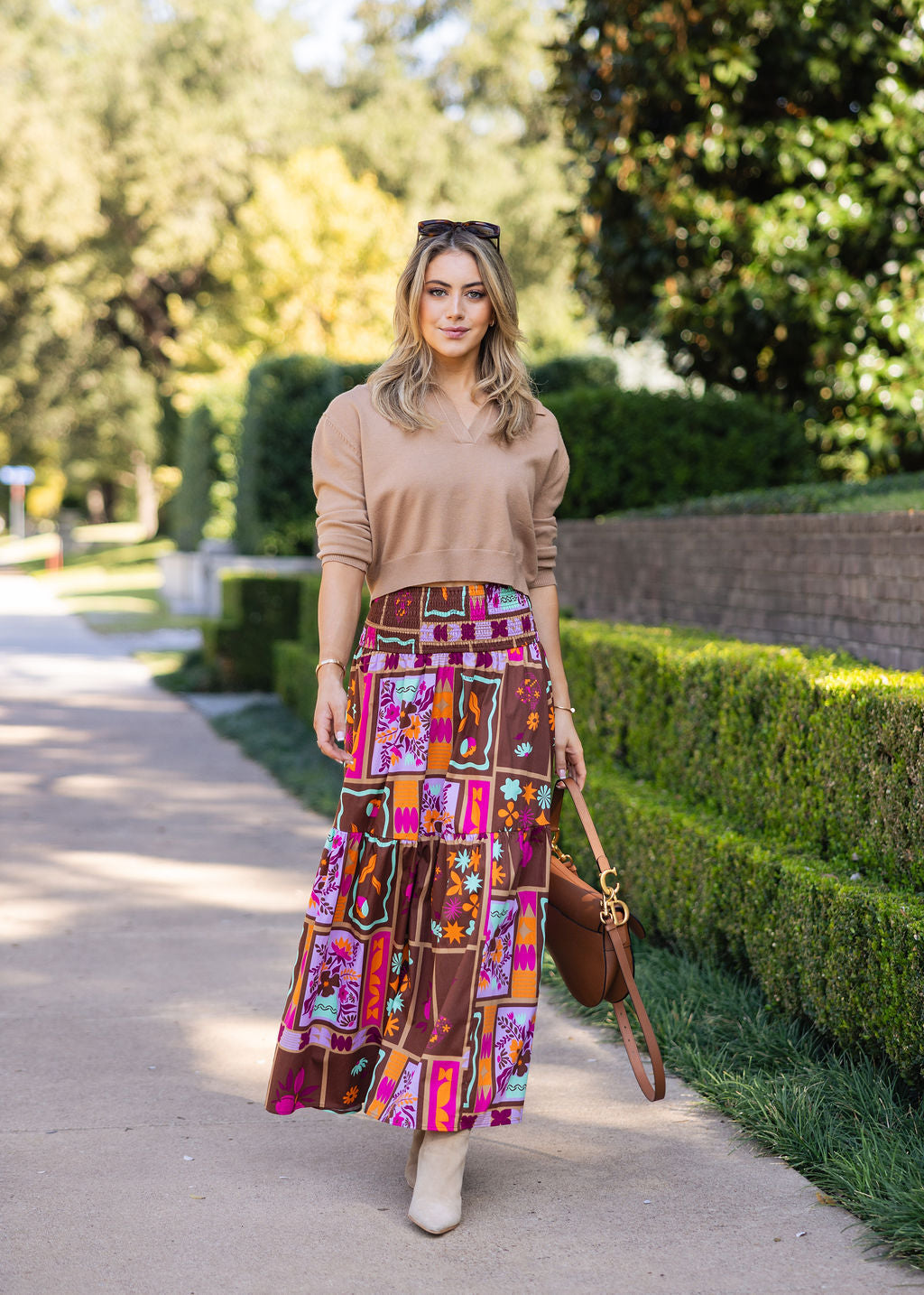 Floral Frame Tier Smock Skirt