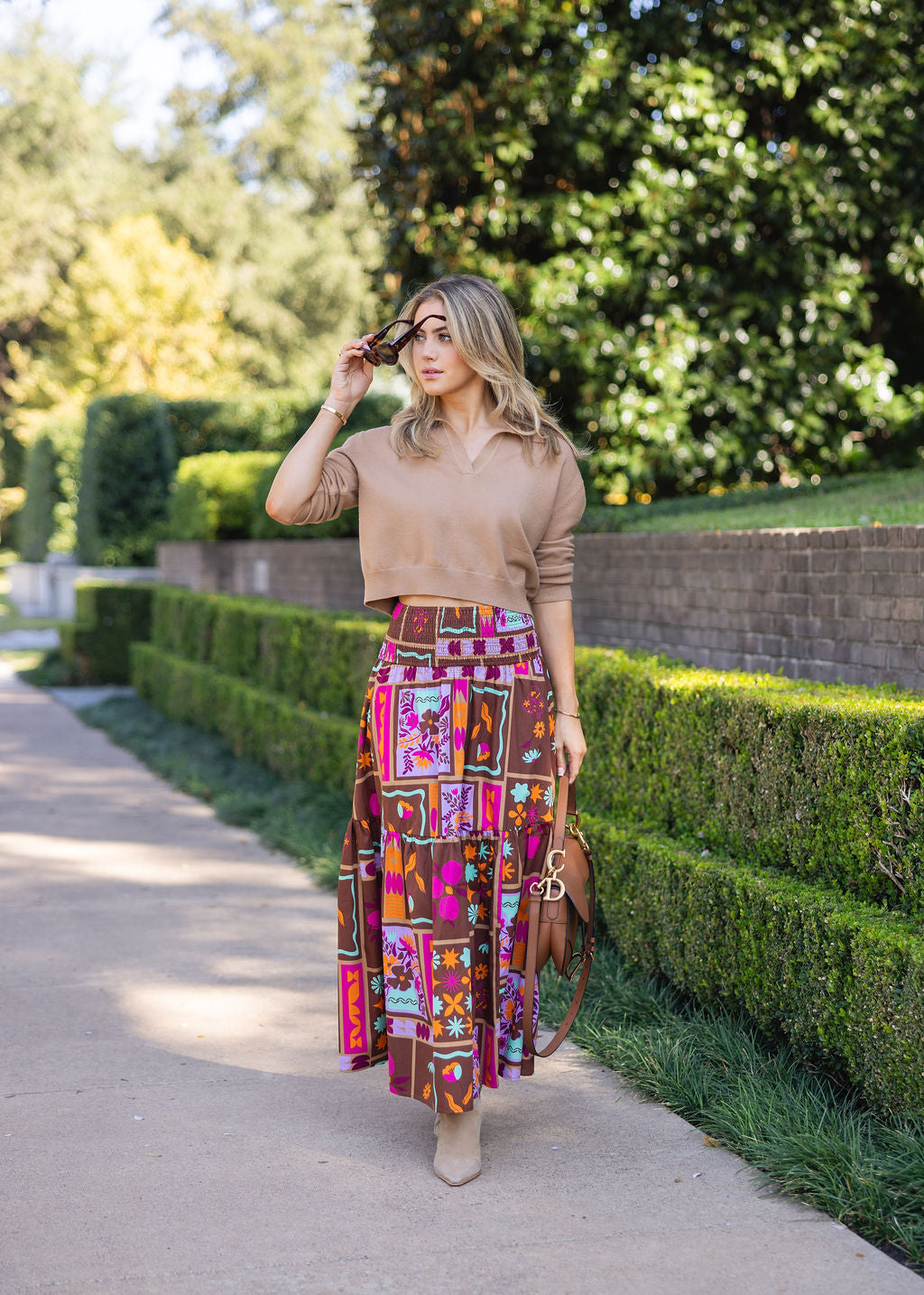 Floral Frame Tier Smock Skirt