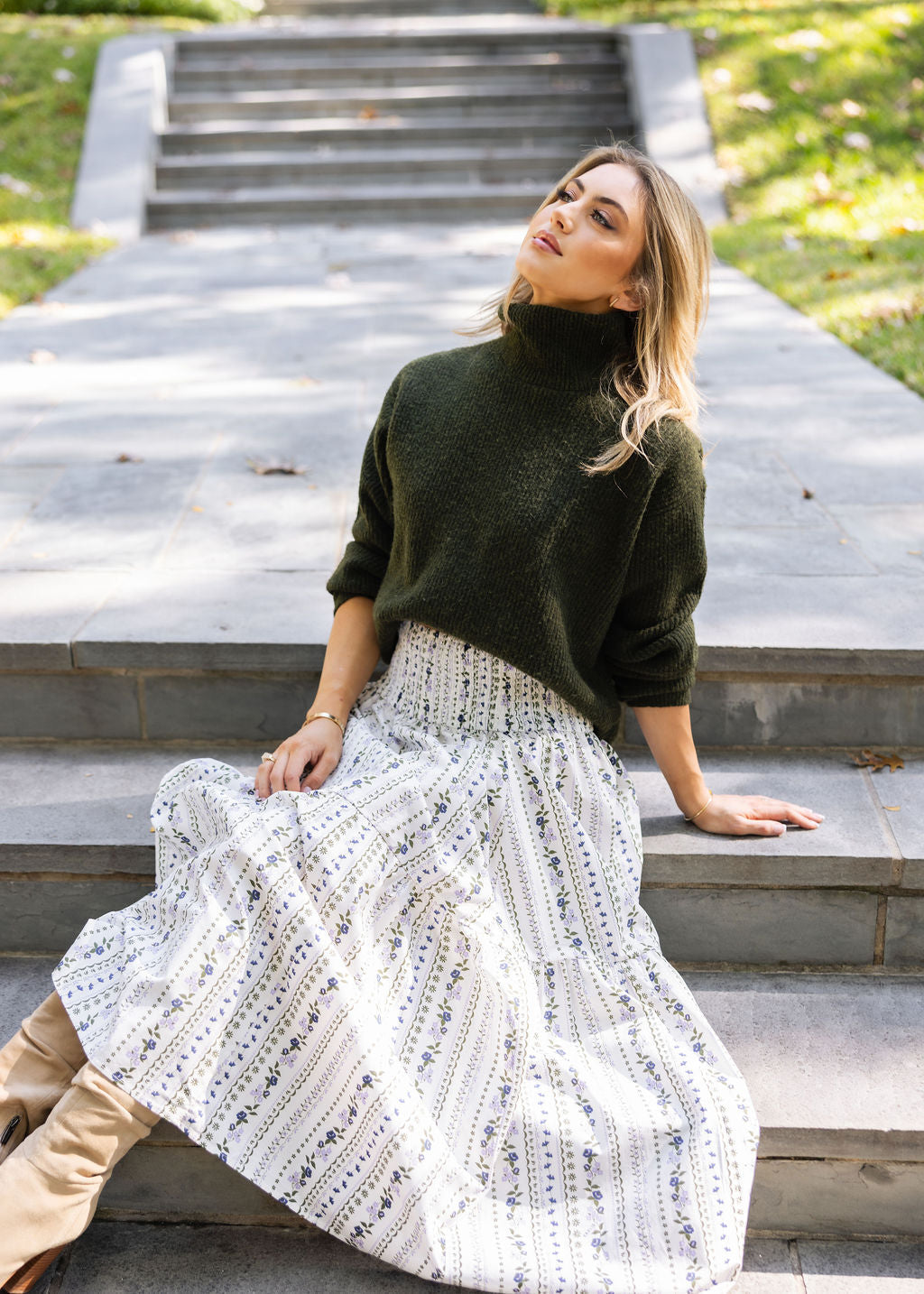 French Floral Tier Maxi Skirt