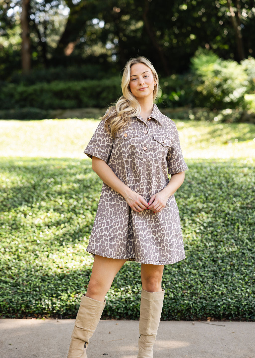 Leopard Denim Pocket Dress