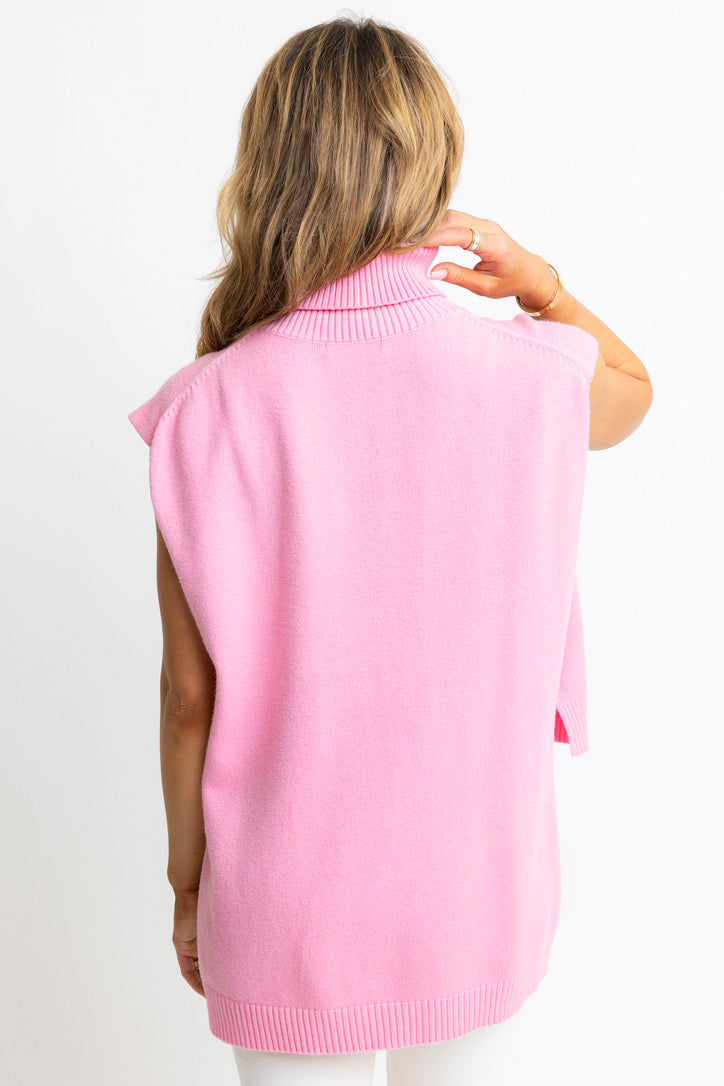 Solid Sleeveless Turtleneck Sweater Top