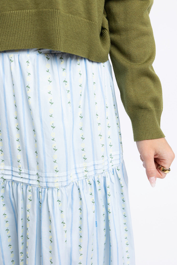 Floral Stripe Maxi Skirt