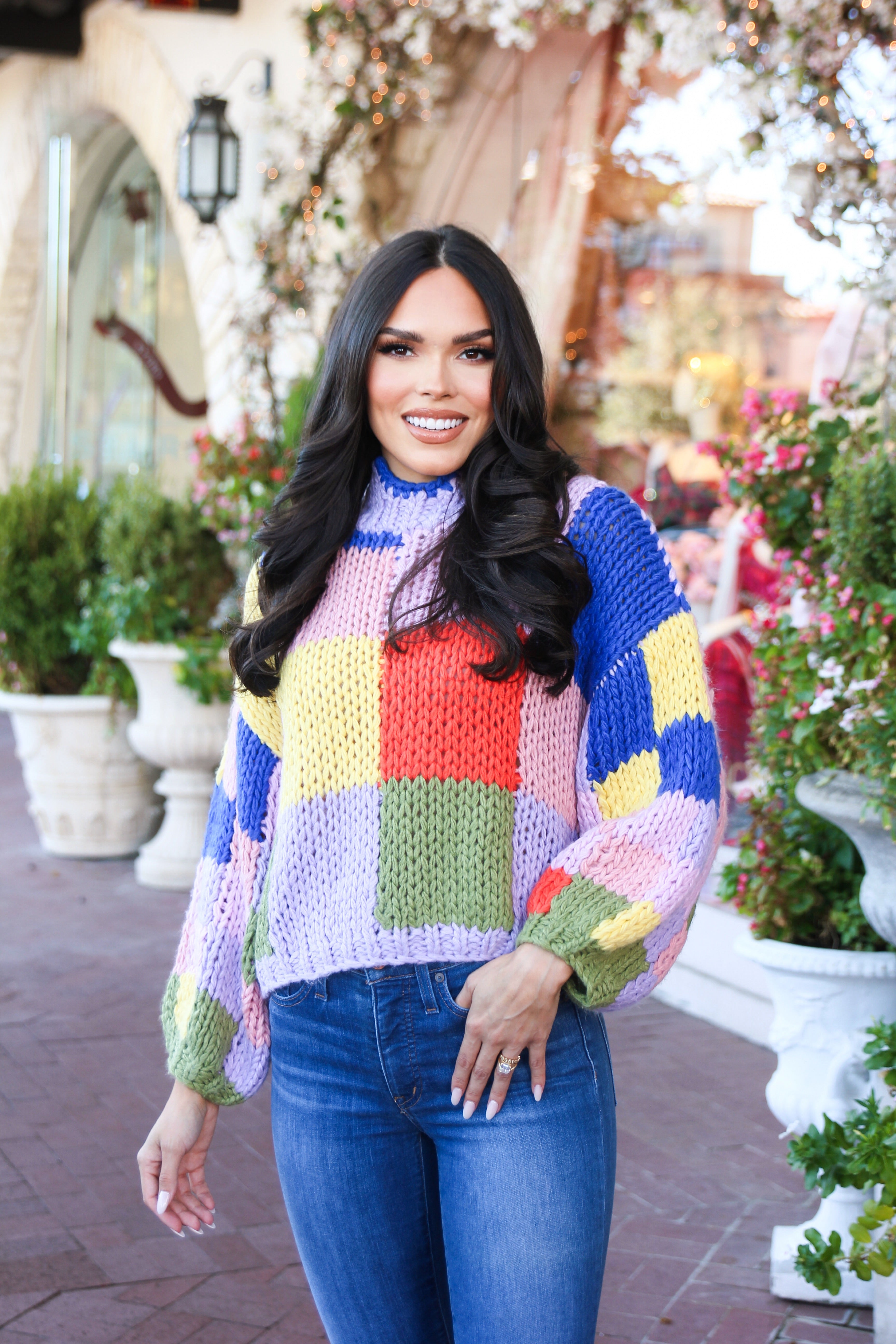 Color Block Crochet Sweater