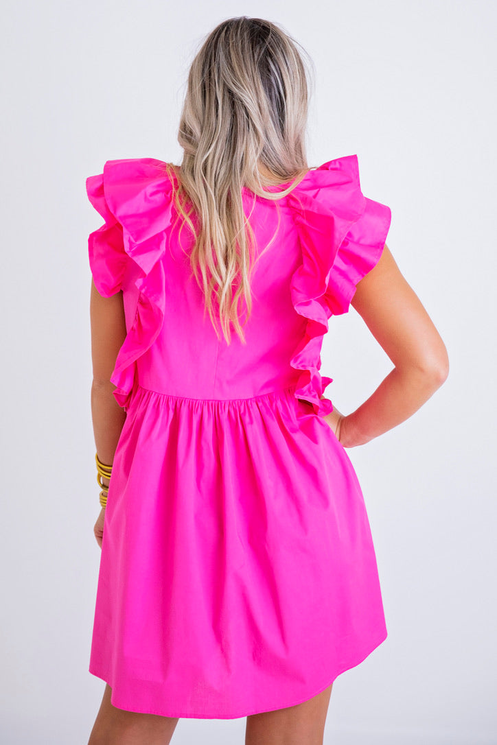 Poplin Ruffle Sleeveless Dress
