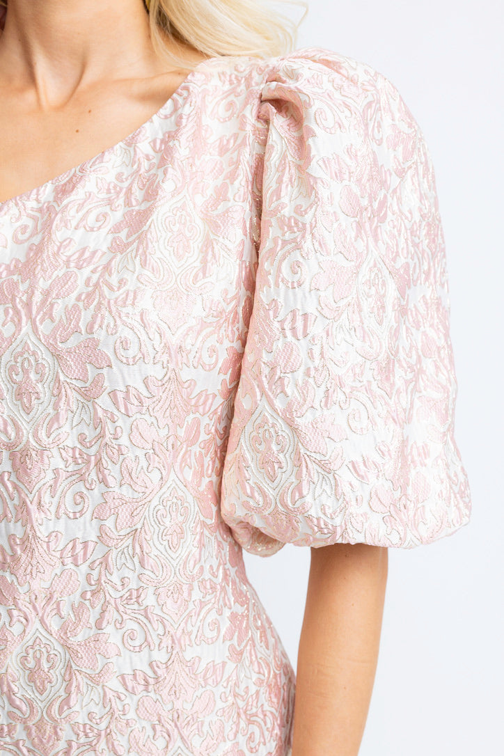 One Shoulder Jacquard Dress