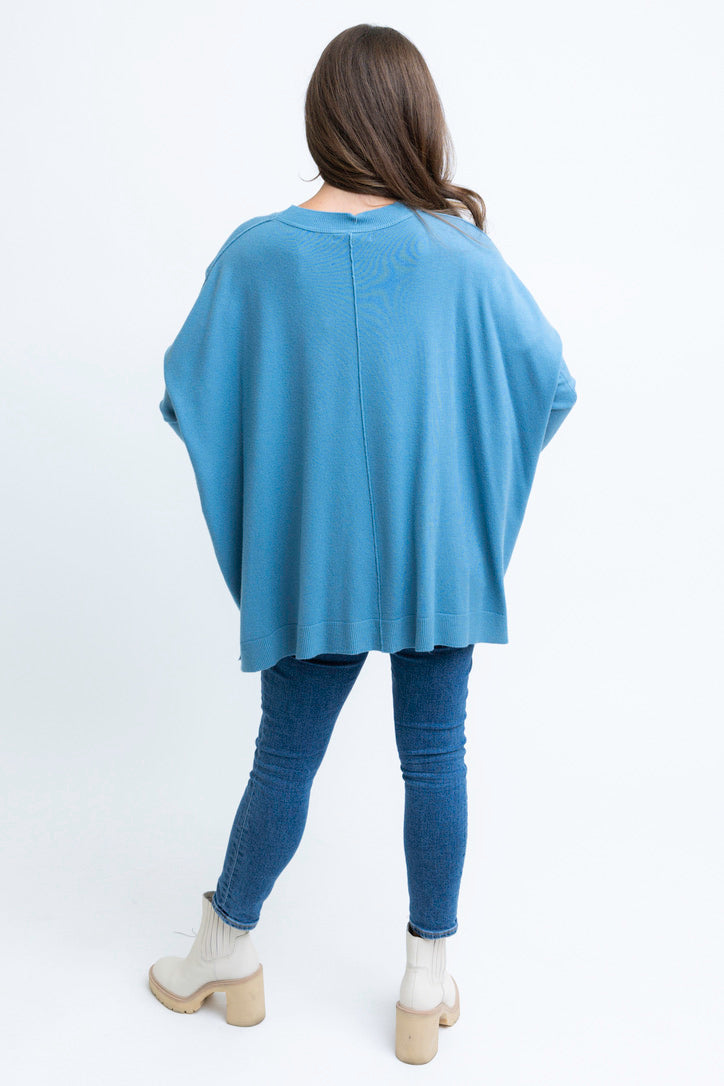 Blue Novelty Crew Sweater