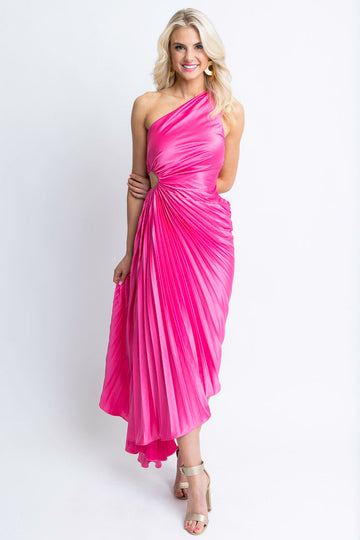 Satin One Shoulder Maxi Dress