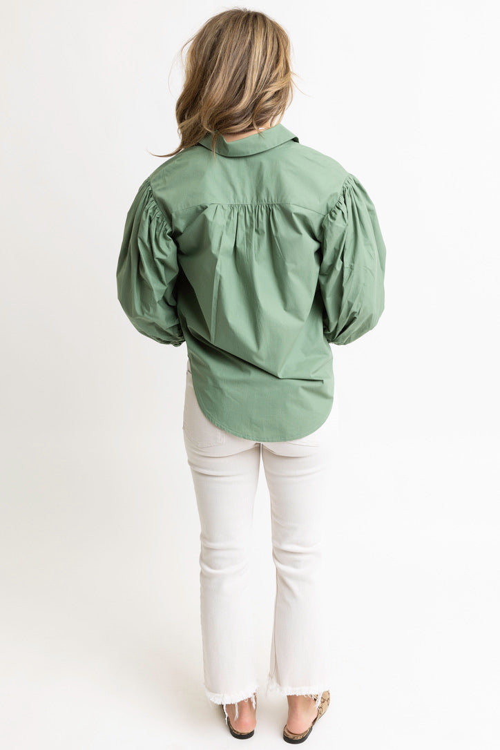 Solid Poplin Button Top
