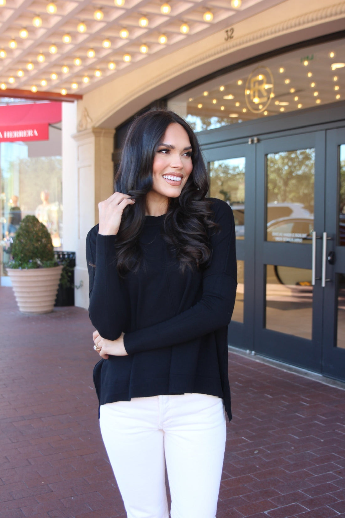 Black Novelty Crew Sweater