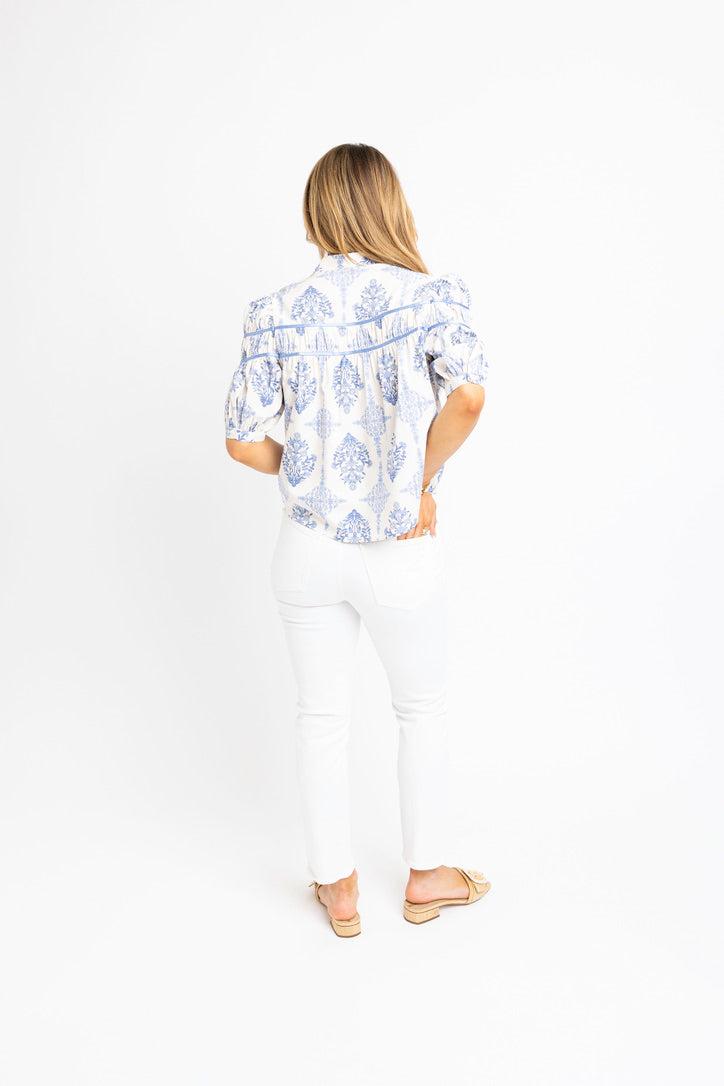 French Vintage Floral Button Down Top