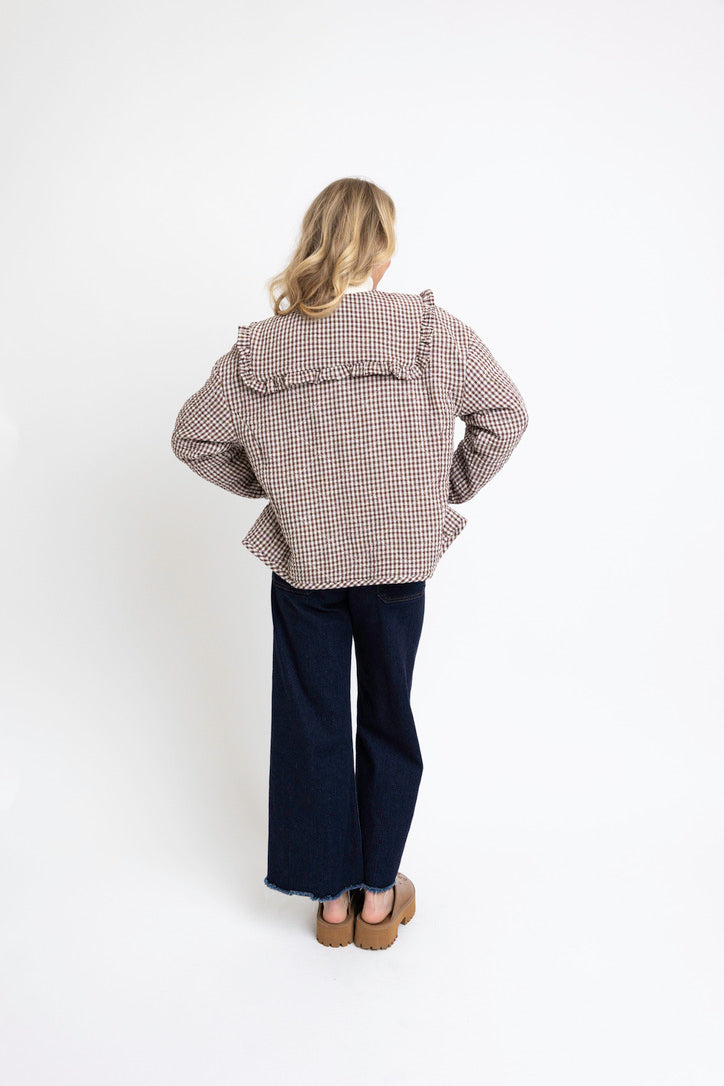 Gingham Check Collar Novelty Jacket