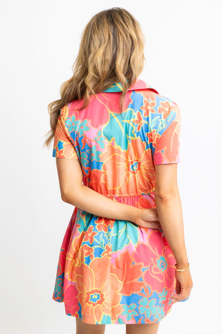 Large Floral Weekend Cinch Waist Dress