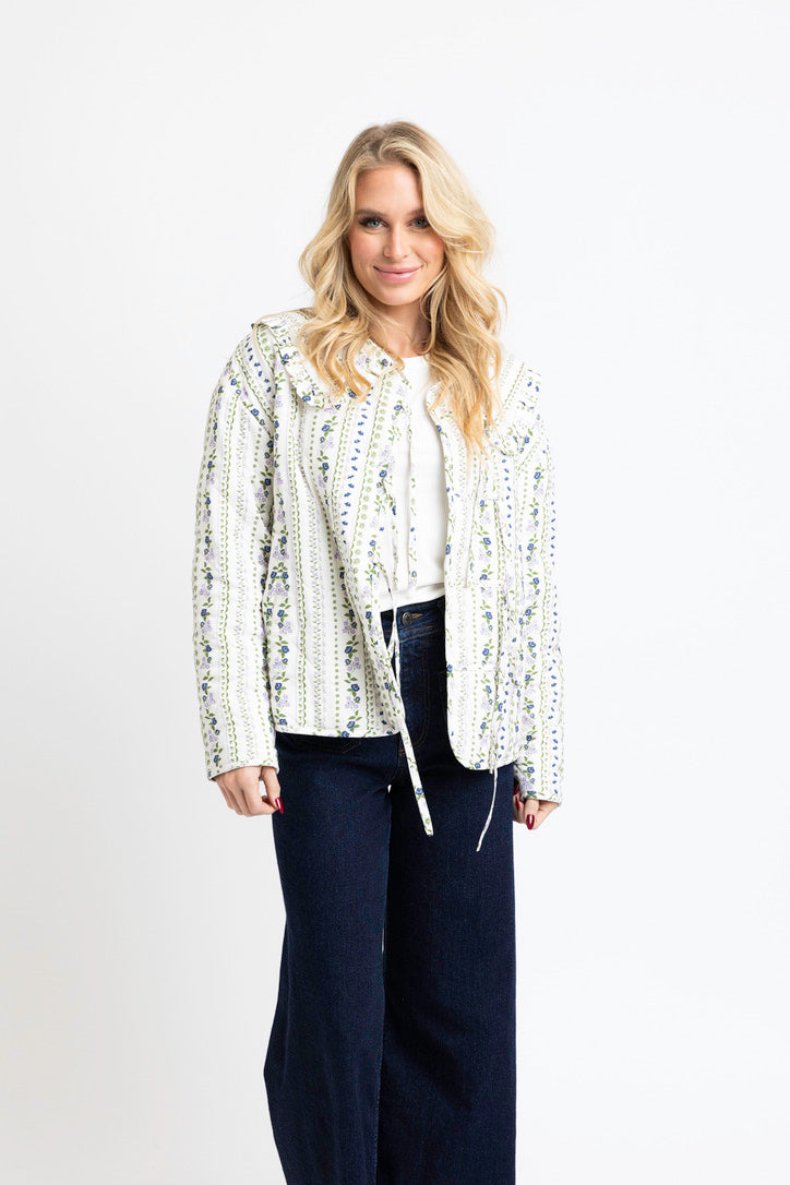 French Floral Quilt Collar Jacket