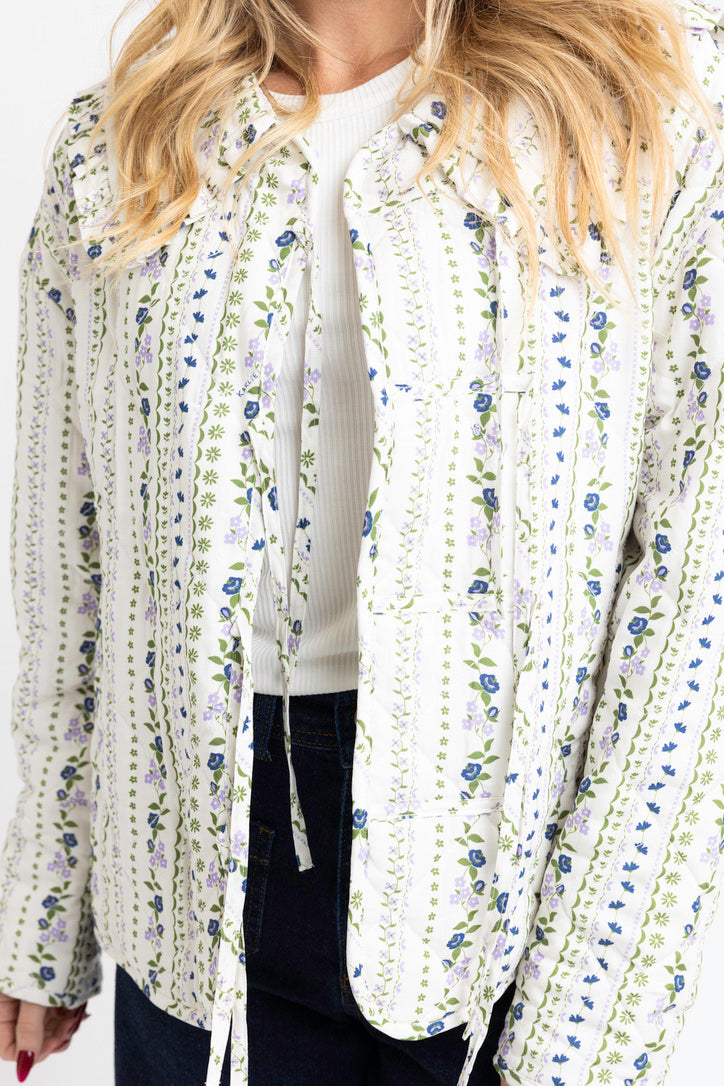 French Floral Quilt Collar Jacket