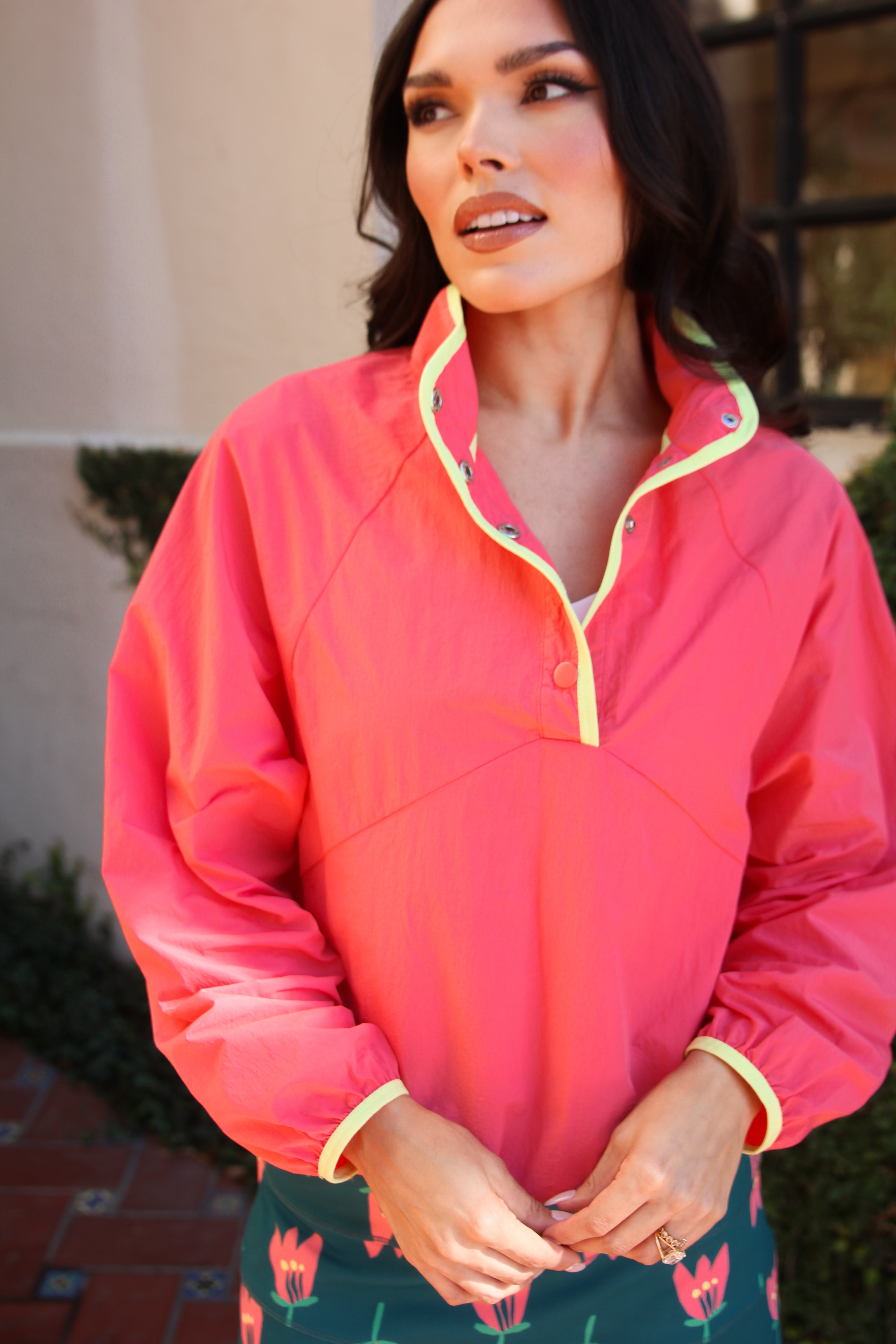 Solid Piped Athletic Windbreaker Jacket