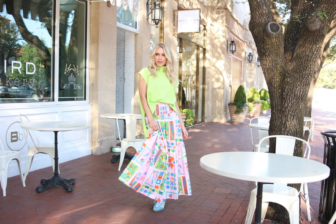 Artist Floral Frame Smock Tier Maxi Skirt