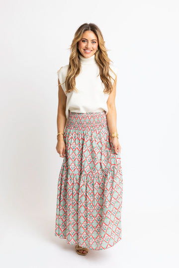 Paris Floral Smock Tier Maxi Skirt