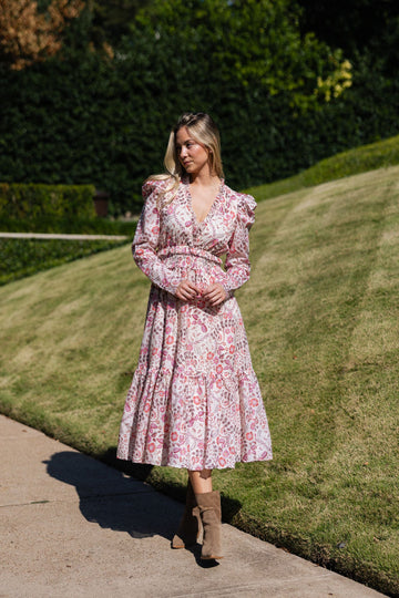 Floral Paris Vneck Maxi Dress